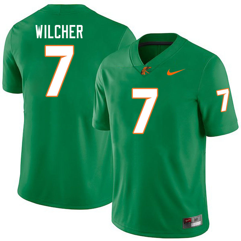 Florida A&M Rattlers #7 Kenari Wilcher College Football Jerseys,Uniforms-Green